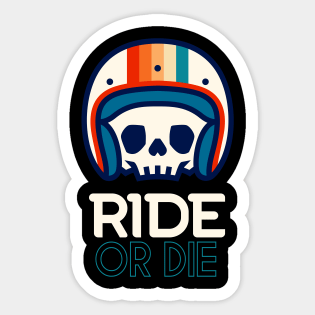 Biker Skull Retro Motorcycle Sticker by Foxxy Merch